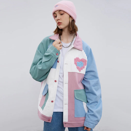 Heart Patchwork Varsity Streetwear Jacket